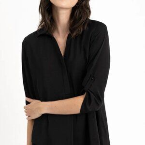 black silky V-neck Tunic